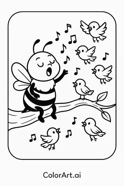 Abeja Feliz: Página para Colorear y Desarrollar Habilidades Artísticas  