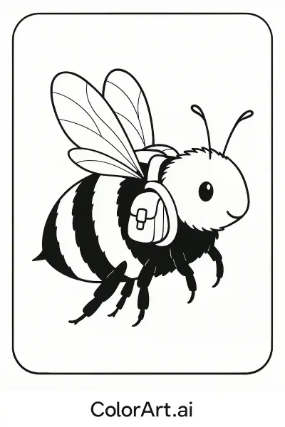 La página para colorear de la abeja feliz para el dominio de la motricidad fina