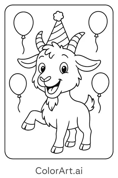 Página de Colorear de la Cabra Feliz