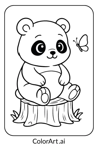 Página para colorear de lindo animal bebé panda