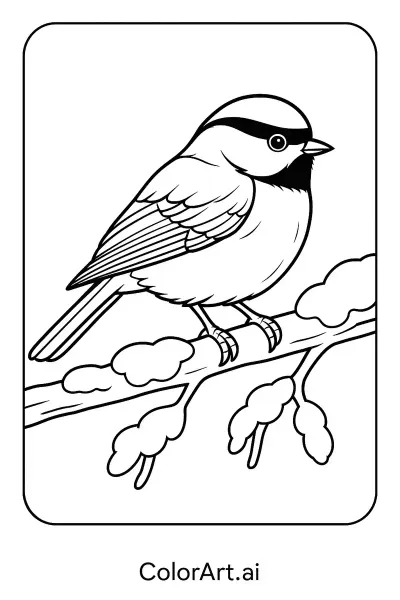 Pájaro Carbonero de Gorra Negra Página para Colorear   