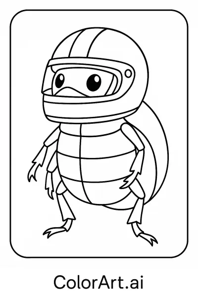 Racing Bug Coloring Page – Insecto Divertido con Casco  