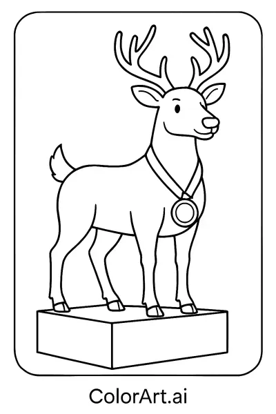 Una página para colorear de un ciervo campeón