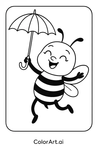 Aventuras Ventosas: La Página para Colorear de la Abeja Feliz