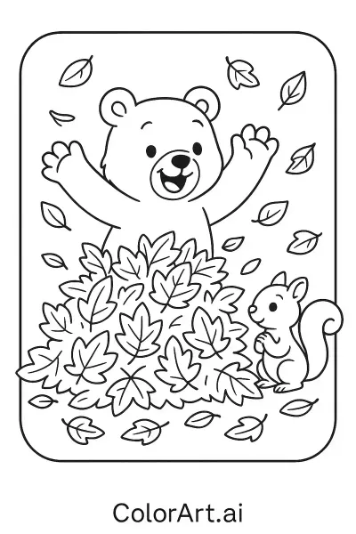 Serena Meditación del Bosque: Página para Colorear del Oso Alegre  