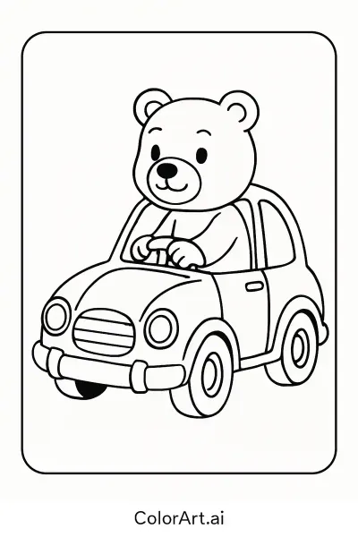 Página para Colorear de "El Oso Conductor"