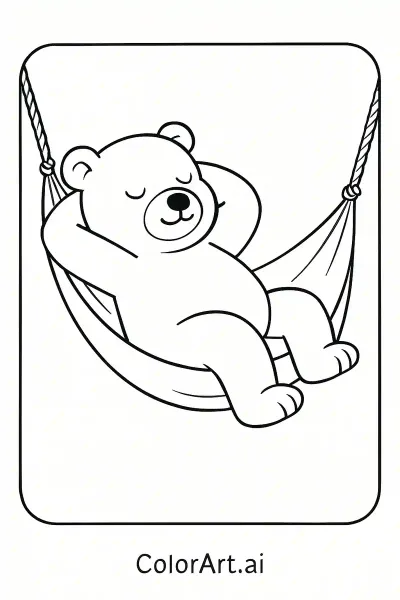 La Página para Colorear del Oso Pacífico y Dormilón  