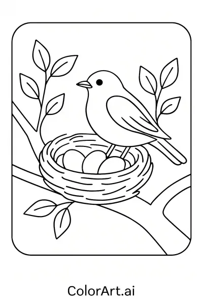 La Página para Colorear el Pájaro y Guía de Dibujo Sensorial