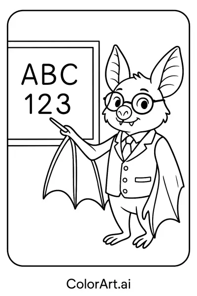 Scholarly Bat Adventures: Cross-Disciplinary Learning Coloring Page for Focus & Concentration