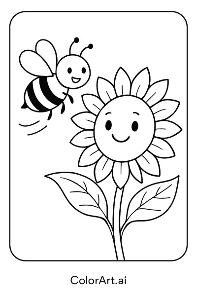 Busy Bee's Sunflower Garden Adventure Página para colorear