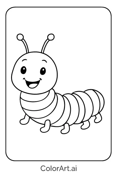 Una página para colorear de una feliz y linda oruga